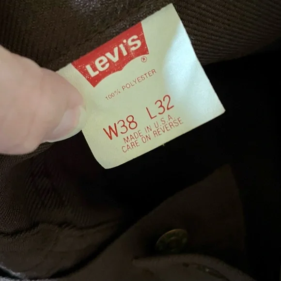 Vintage Levi's chocolatebrown polyester twill pants (Style 698M/66475-4) W38 L32